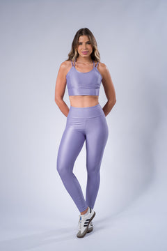 Legging Canelada com Brilho Lavanda