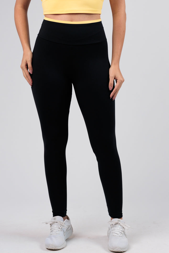 Legging Energy Preto e Amarelo