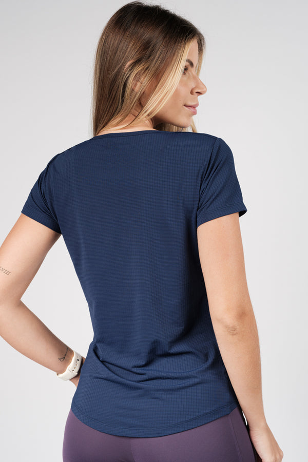 Blusa Dry Fit Azul Marinho Texturizada