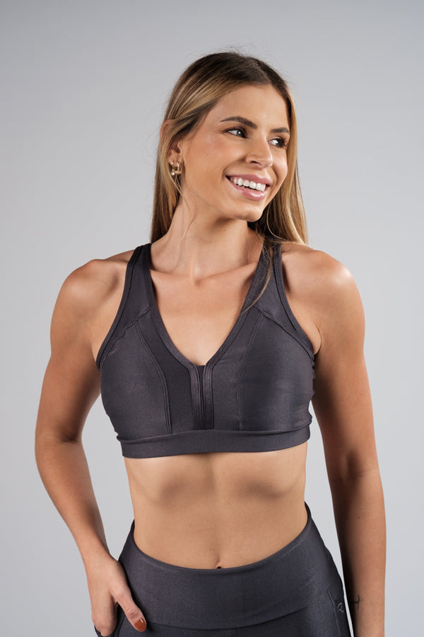 Top Casual Cinza Chumbo