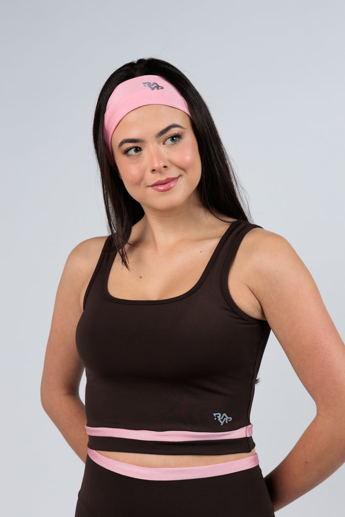 Cropped Energy Marrom e Rosa