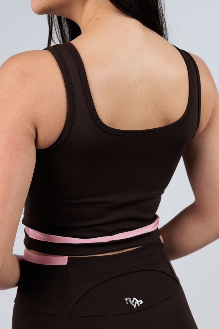 Cropped Energy Marrom e Rosa