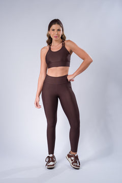 Legging Canelada com Brilho Coffe