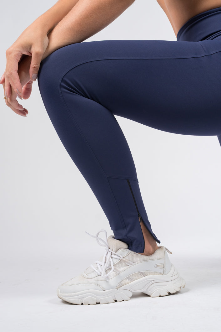 Legging Suplex com Zíper Azul Marinho
