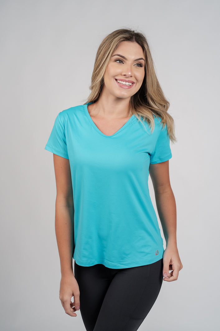 Blusa Dry Fit Azul Piscina