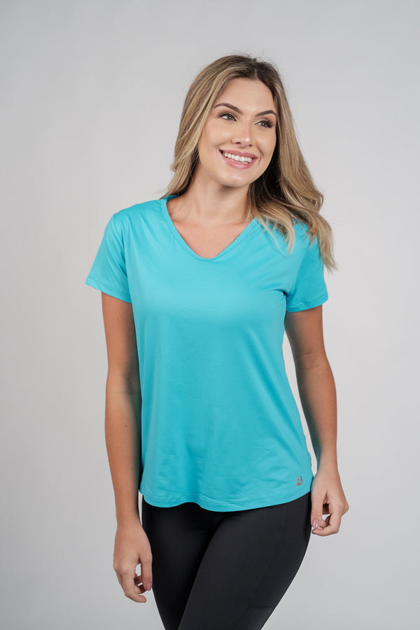 Blusa Dry Fit Azul Piscina