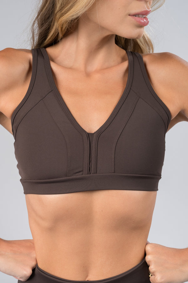 Top Decote em V Tecido Coffe