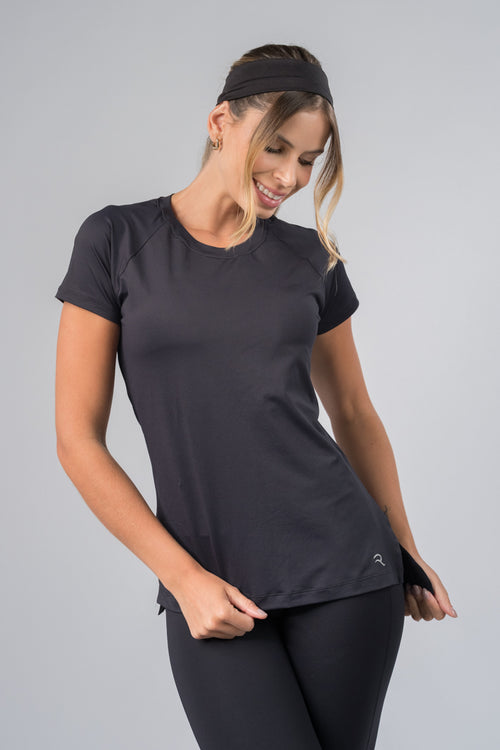 Blusa fenda lateral preta