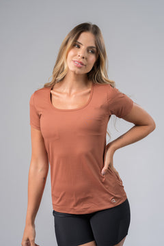 Blusa Slim Baby Look Marrom