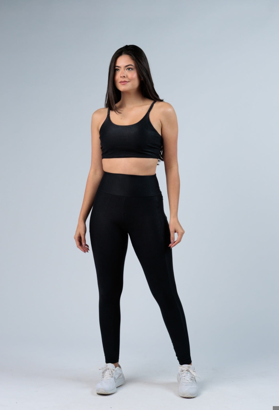 Legging Canelada com Brilho Preta